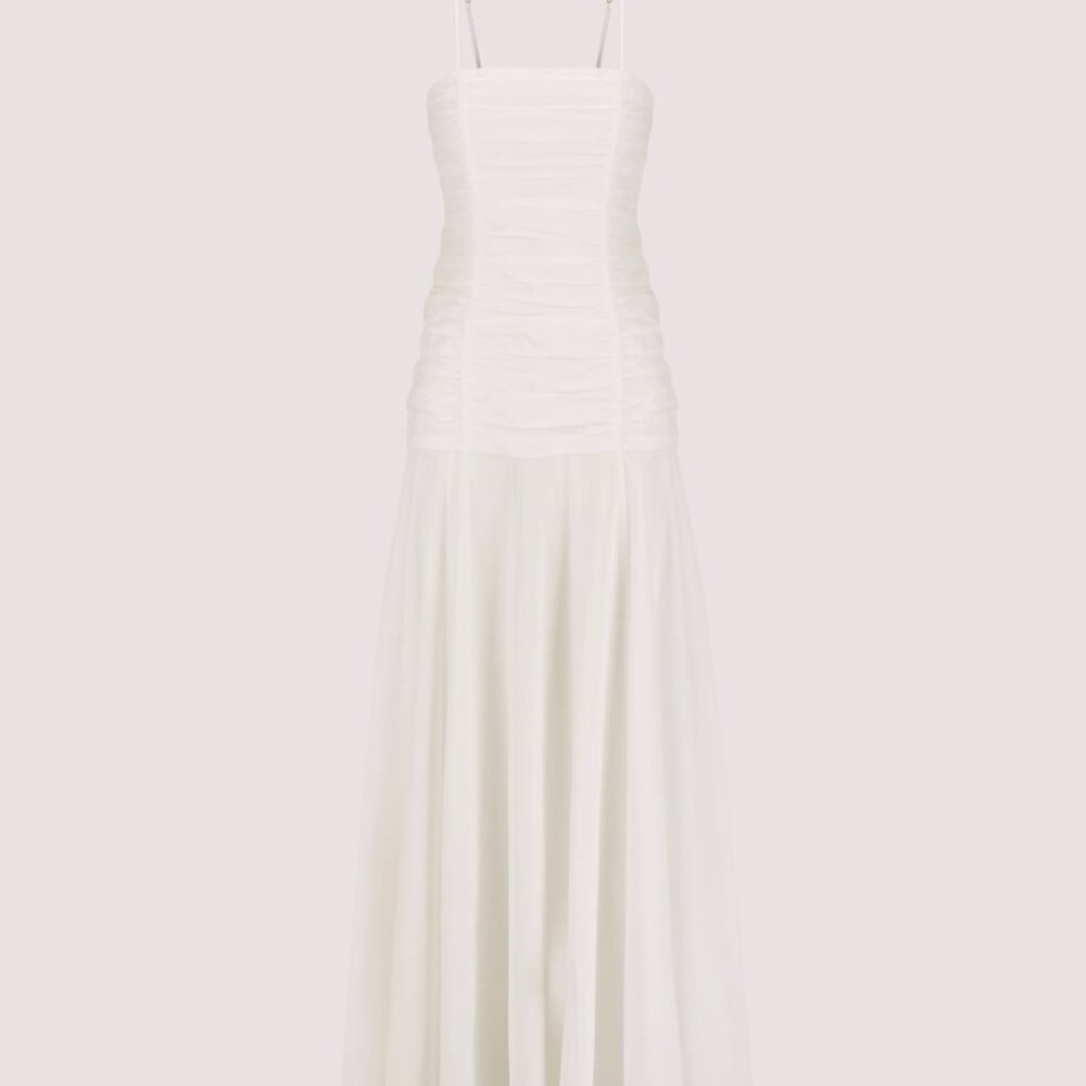 Cara White Sleeveless Cotton Midi Dress - Picture 8 of 9